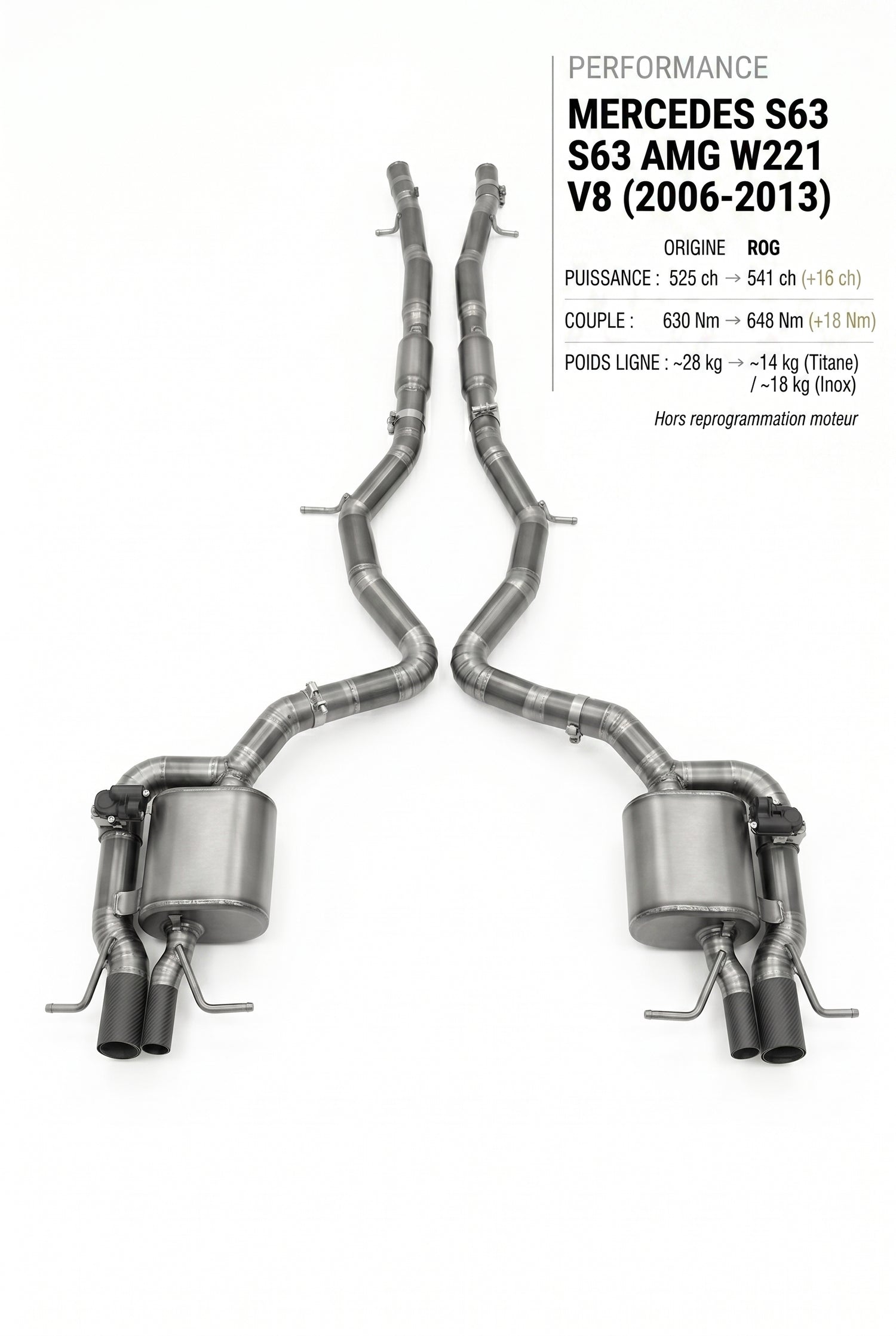 Ligne d'échappement MERCEDES S63 AMG W221 V8
