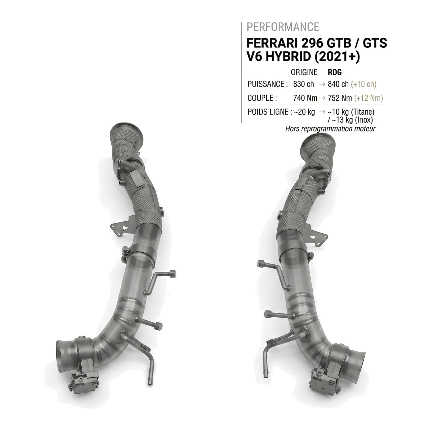Ligne d'échappement FERRARI 296 GTB / GTS V6 HYBRID