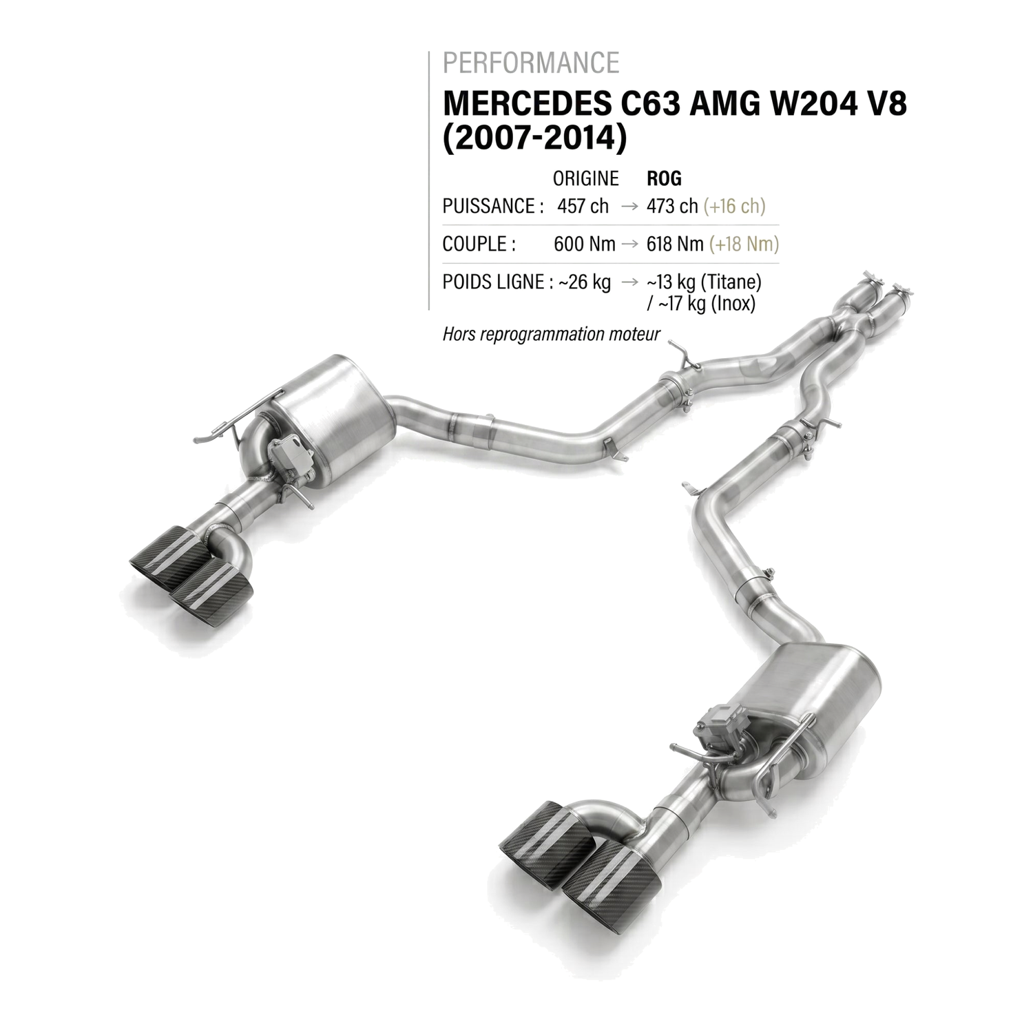 Ligne d'échappement MERCEDES C63 AMG W204 V8
