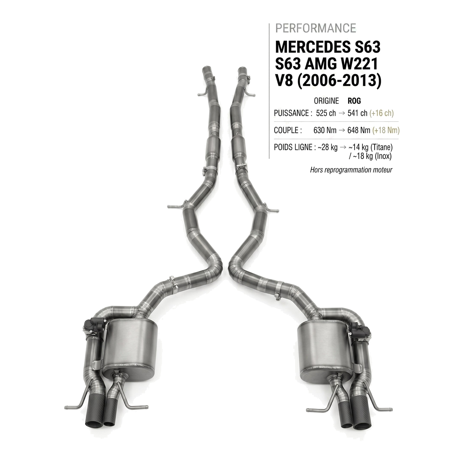 Ligne d'échappement MERCEDES S63 AMG W221 V8