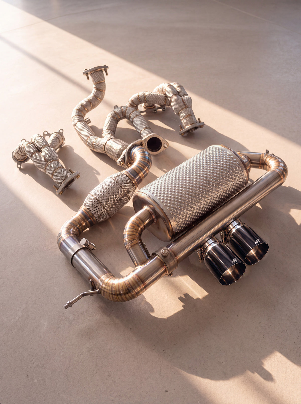Ligne d'échappement titane brossé à clapets pour Lotus Evora S 3.5 V6 2GR-FE (2010-2015), son pur sans résonateur, embouts Rog noir brillant - RogMotorsport