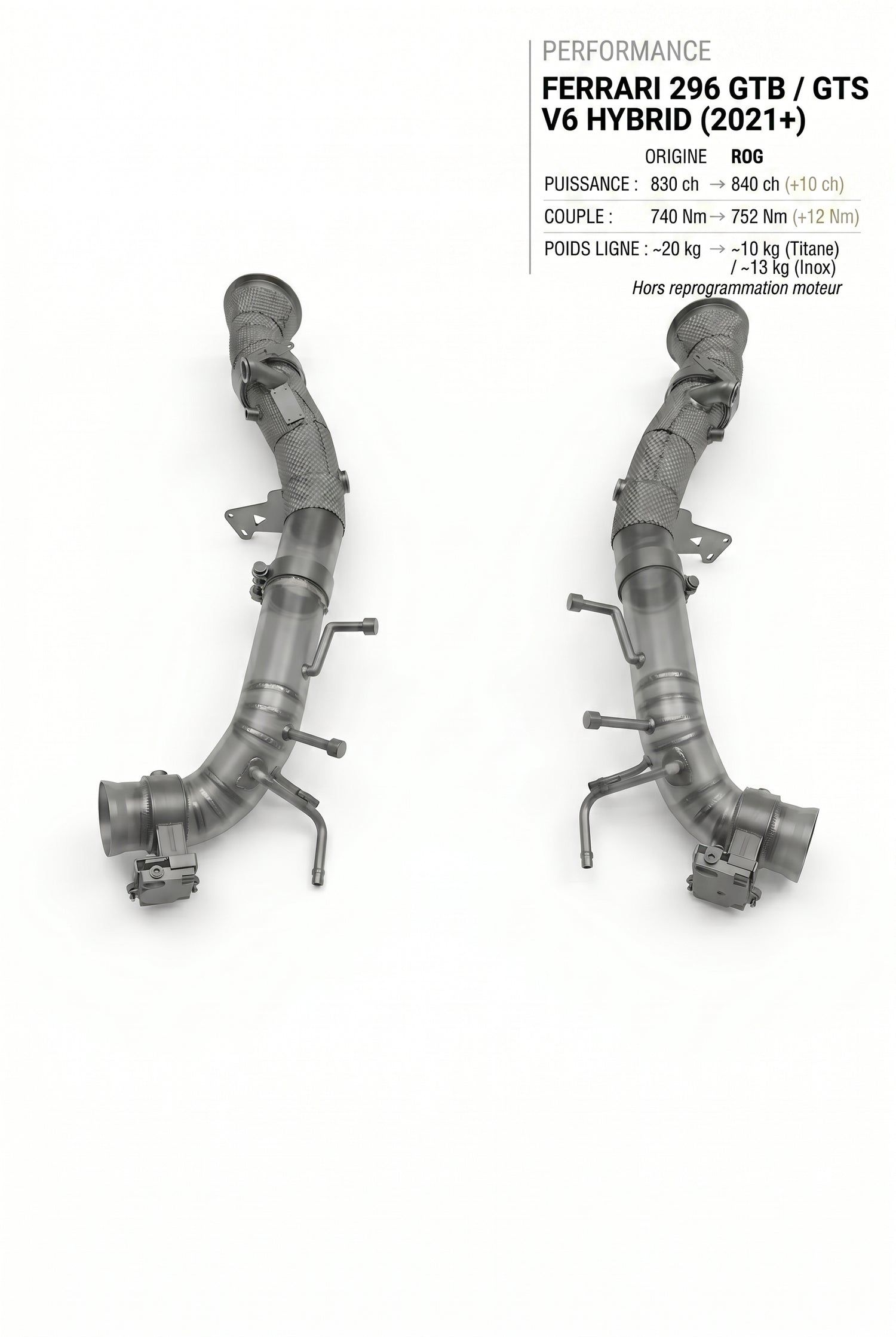Ligne d'échappement FERRARI 296 GTB / GTS V6 HYBRID